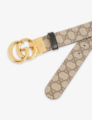 GUCCI: Double G reversible leather belt