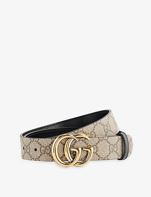 GUCCI: Double G reversible leather belt