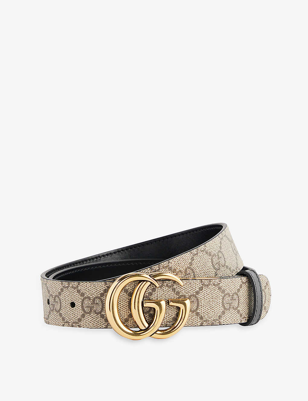 Gucci Womens Multi-coloured Double G Reversible Leather Belt In Be Ebony/nero