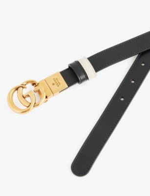 Gucci Womens Nero/mystic White Double G Reversible Leather Belt