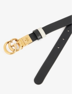 GUCCI: Double G reversible leather belt