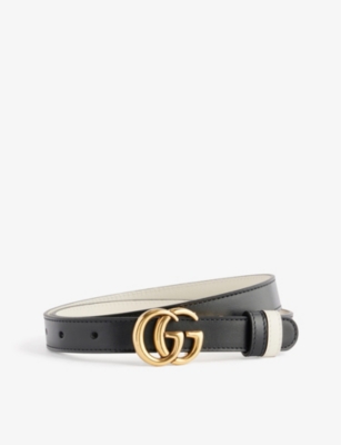 GUCCI: Double G reversible leather belt