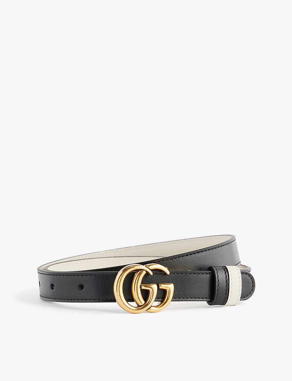 Shop Gucci Women's Nero/mystic White Double G Reversible Leather Belt