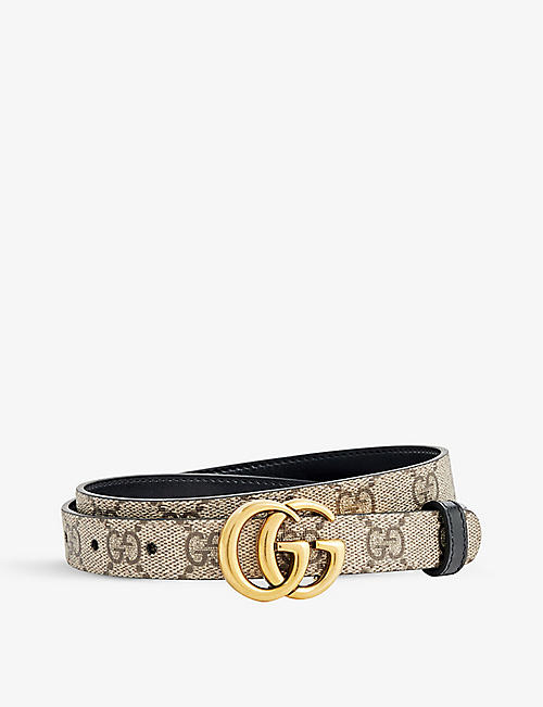 GUCCI: Reversible logo-buckle leather belt