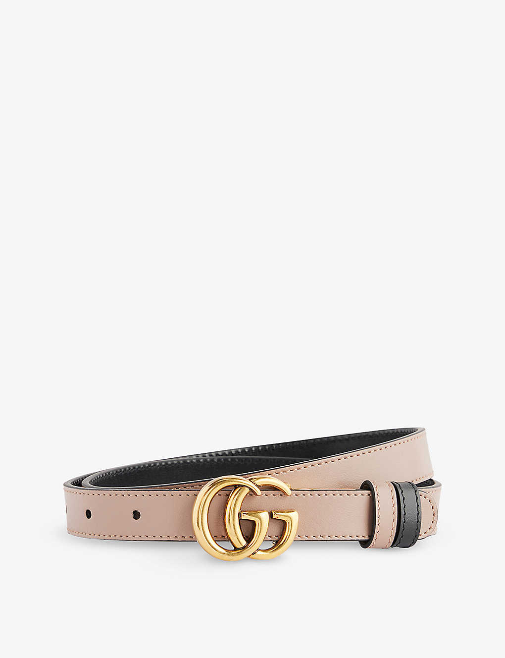Gucci Womens Multi-coloured Gg-marmont Reversible Leather Belt In Porcelain Rose/nero