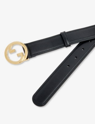 Gucci Womens Black Blondie Logo-buckle Leather Belt In Brown
