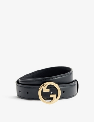 Gucci Womens Black Blondie Logo-buckle Leather Belt