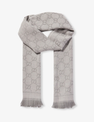 Neutral GG Supreme-jacquard horsebit-print silk scarf
