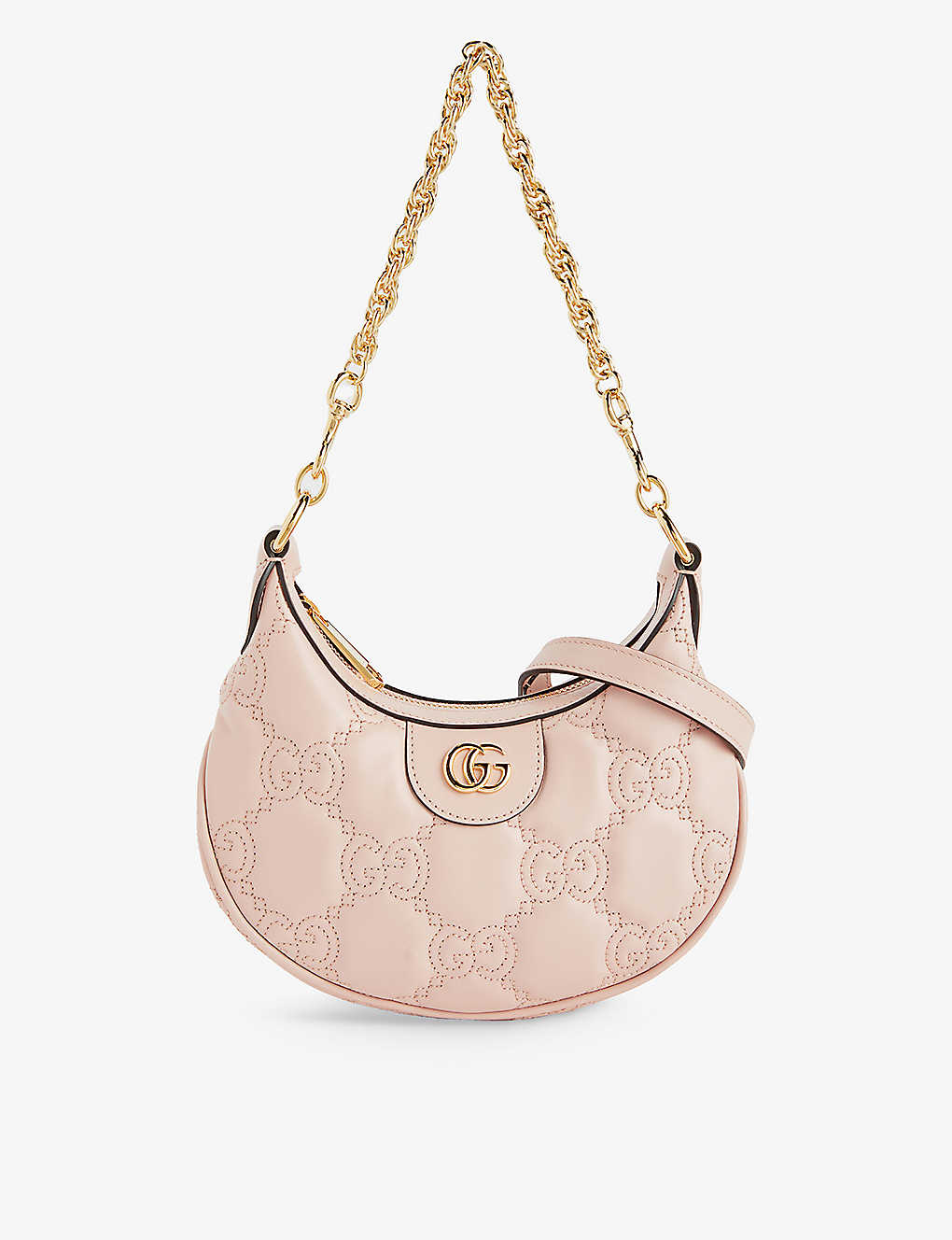 Gucci Women's Perfect Pink Matelassé Double G Leather Shoulder Bag