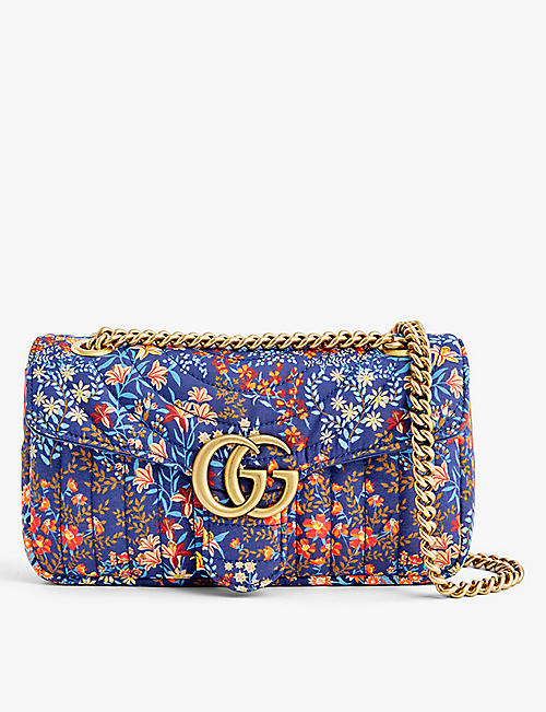 GUCCI: Marmont floral-print leather cross-body bag