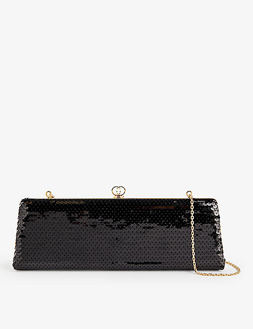 GUCCI: Broadway sequin-embellished woven clutch