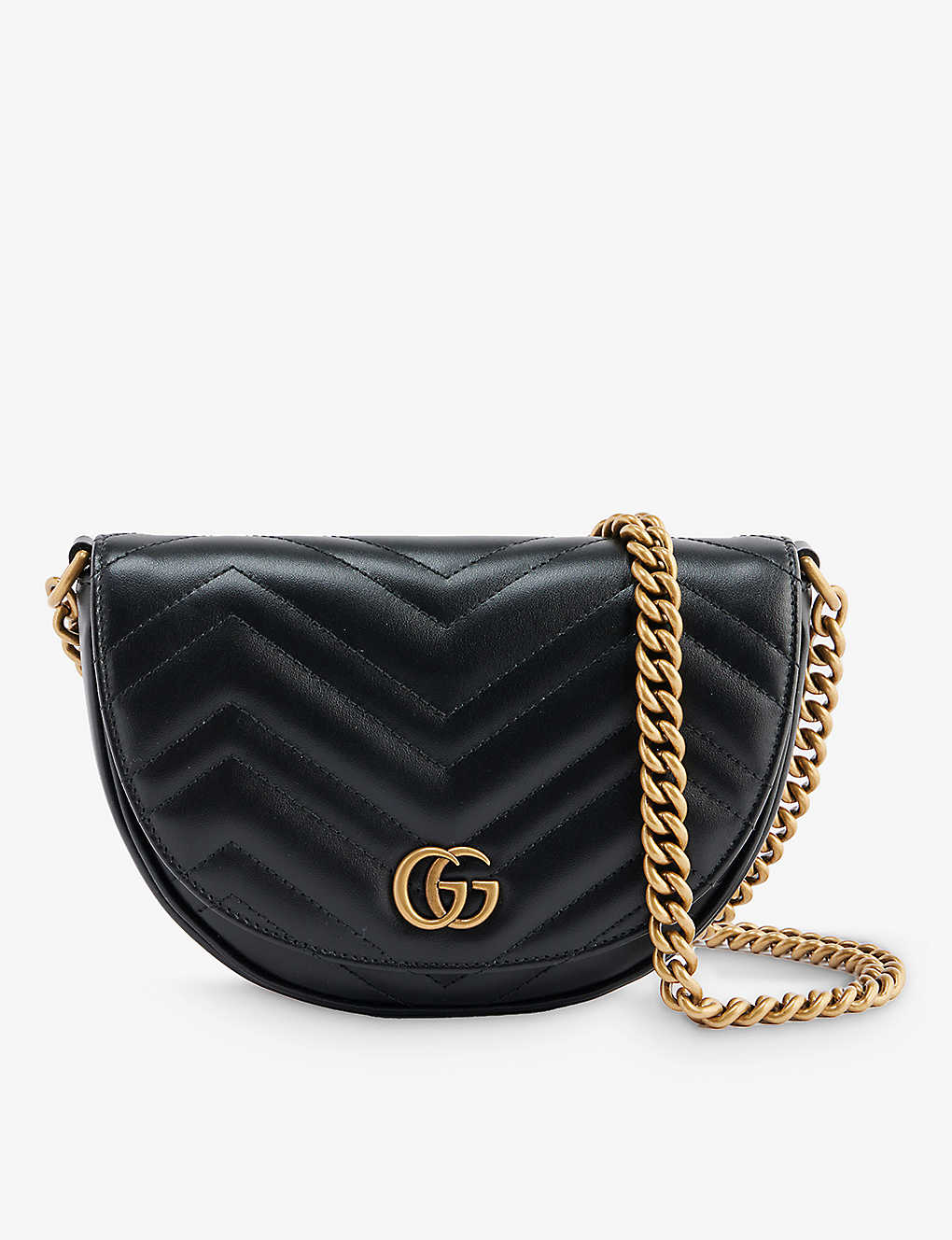 Gucci Gg Marmont Brand-plaque Leather Cross-body Bag In Nero/nero