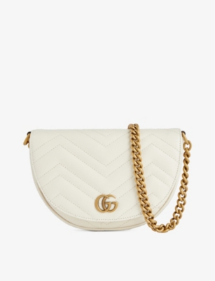 Gucci White Gg Marmont Mini Cross Body Bag In Mystic White/m.white