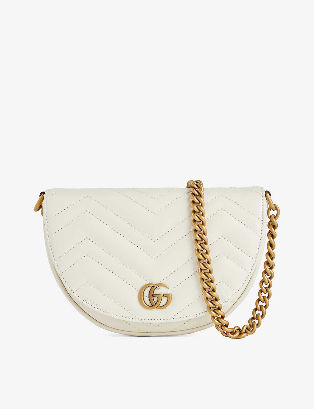 Gucci White Gg Marmont Mini Cross Body Bag In Neutrals