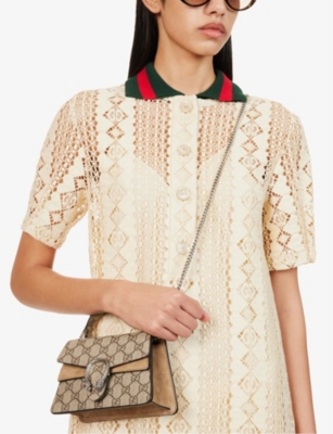 Gucci Women Beige Dionysus Mini Top Handle Bag In B.ebony/taupe