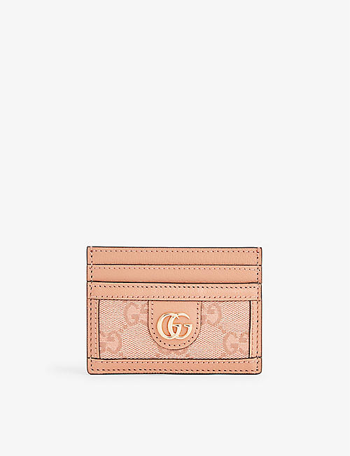 GUCCI: Ophidia GG monogrammed grained-leather and canvas card holder