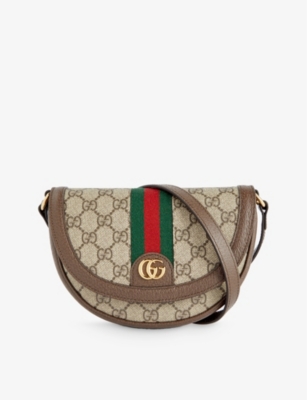 Gucci Half Moon Canvas Shoulder Bag Khaki Green