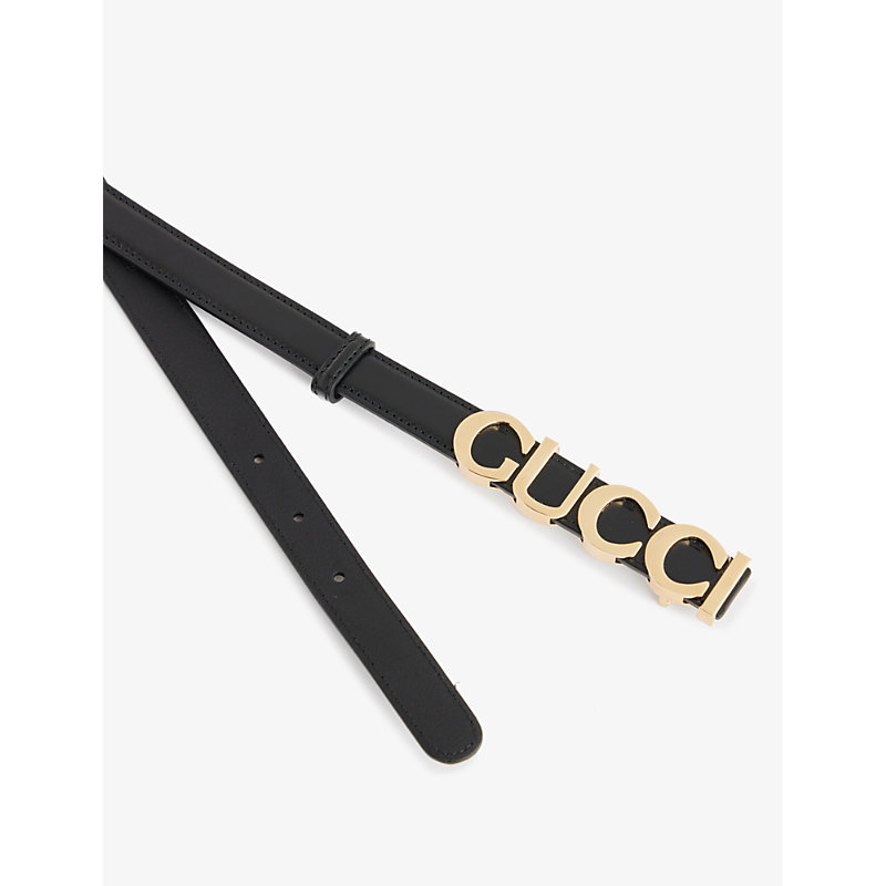Shop Gucci Women's Black Branded-buckle Leather Belt