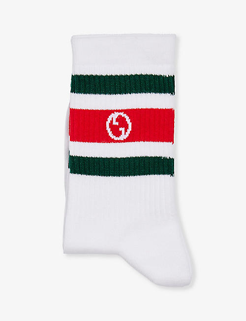 GUCCI: Logo-embroidered cotton-blend socks