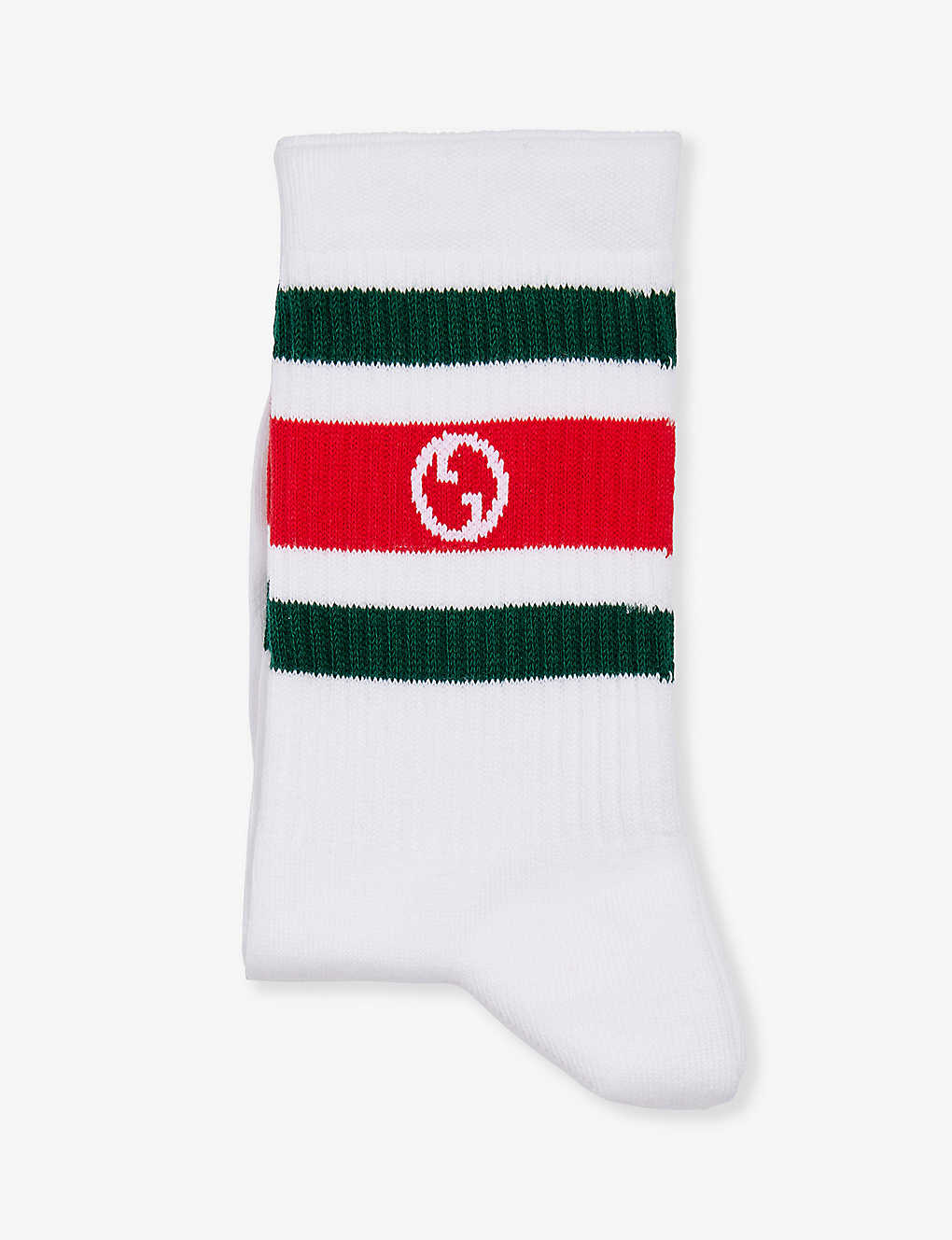 Shop Gucci Logo-embroidered Cotton-blend Socks In Flame/dark Green
