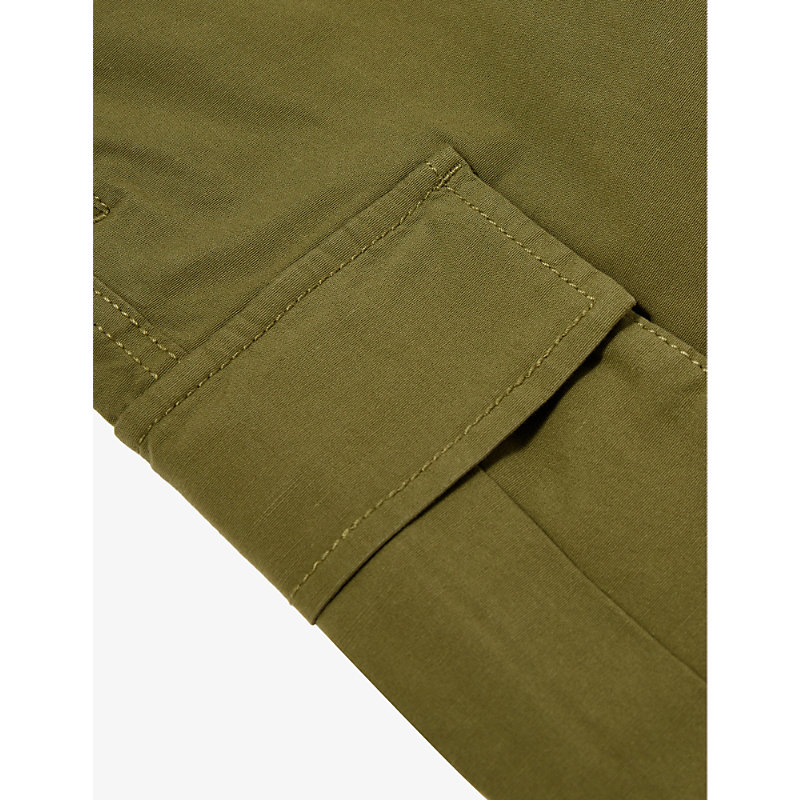 Shop Benetton Mid-rise Regular-fit Stretch-cotton Trousers 6-14 Years In Khaki Green