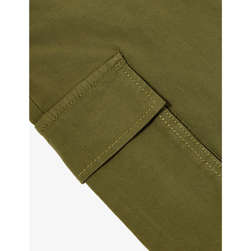 Shop Benetton Mid-rise Regular-fit Stretch-cotton Trousers 3-6 Years In Khaki Green