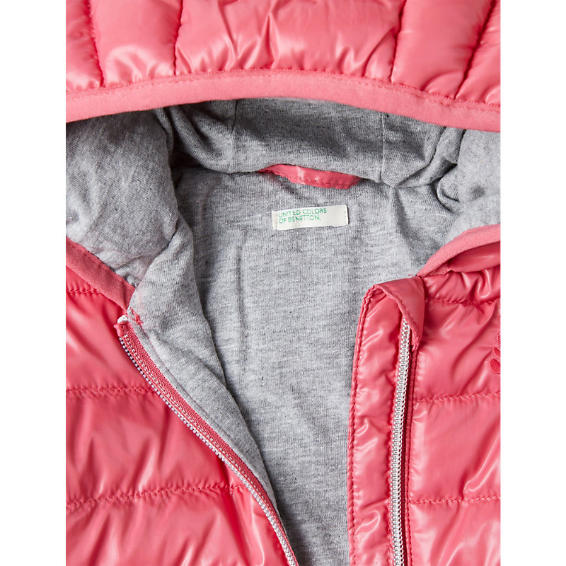 Shop Benetton 3d Ear-embellished Padded Shell Jacket 1-18 Months In Pink