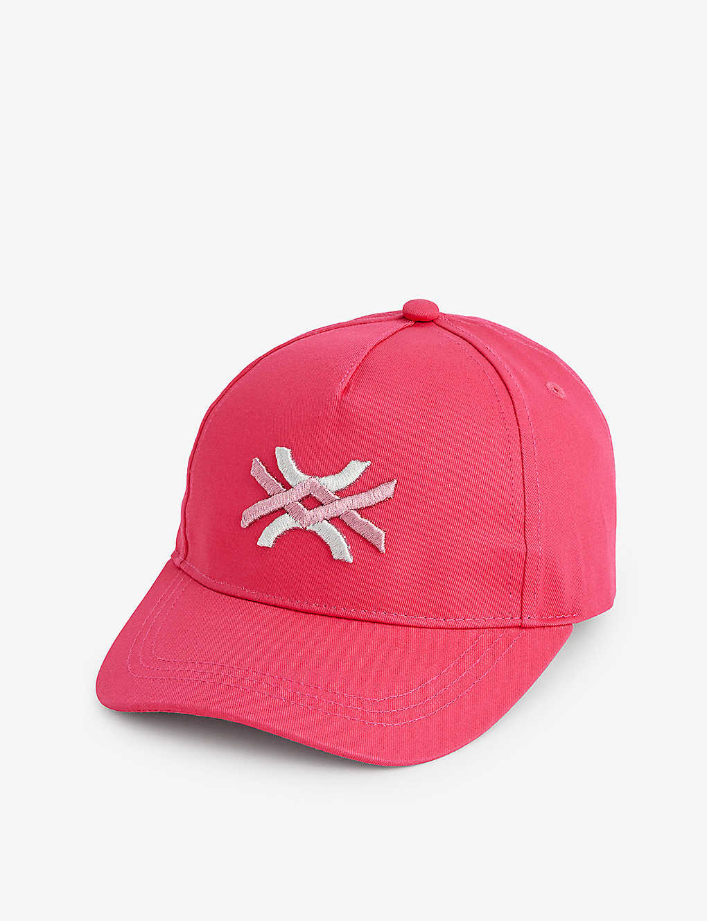 Benetton Boys Raspberry Pink Kids Logo-embroidered Cotton Cap 6-14 Years