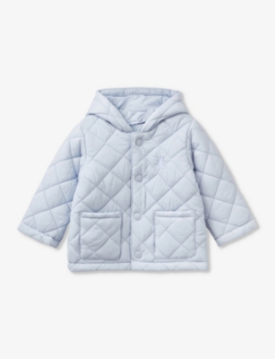 Benetton Babies'  Pale Blue Logo-embroidered Quilted Hooded Shell Jacket 1-18 Months