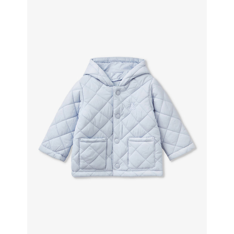 Benetton Babies'  Pale Blue Logo-embroidered Quilted Hooded Shell Jacket 1-18 Months