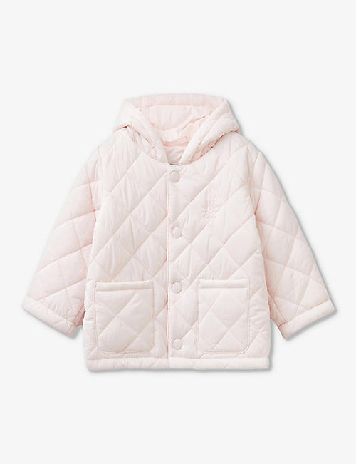 BENETTON: Logo-embroidered quilted hooded shell jacket 1-18 months