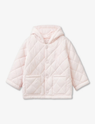 Benetton Babies'  Pale Pink Logo-embroidered Quilted Hooded Shell Jacket 1-18 Months