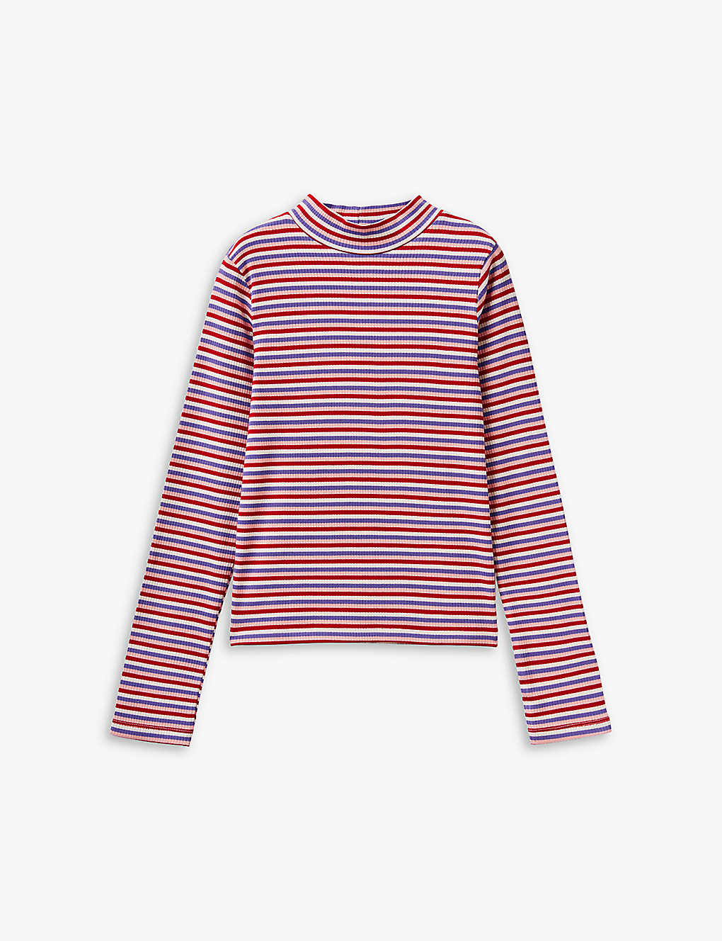 Benetton Girls Multicoloured Kids High-neck Ribbed Stretch-woven Top 6-14 Years In Multi-coloured