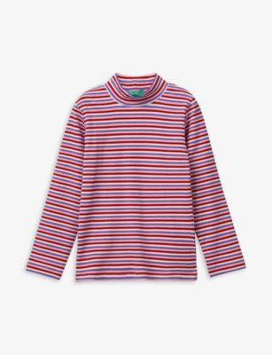 BENETTON: High-neck ribbed stretch-woven top 18 months-6 years