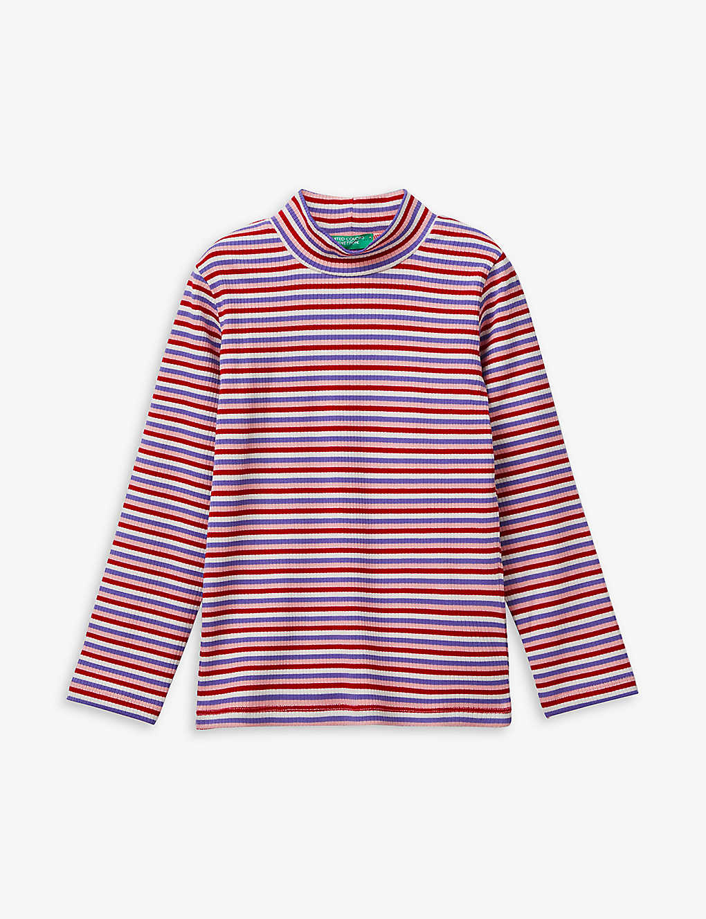 Benetton Girls Multicoloured Kids High-neck Ribbed Stretch-woven Top 18 Months-6 Years