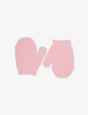 Benetton Boys Pink Kids Chunky Ribbed Wool-blend Mittens 18 Months - 5 Years