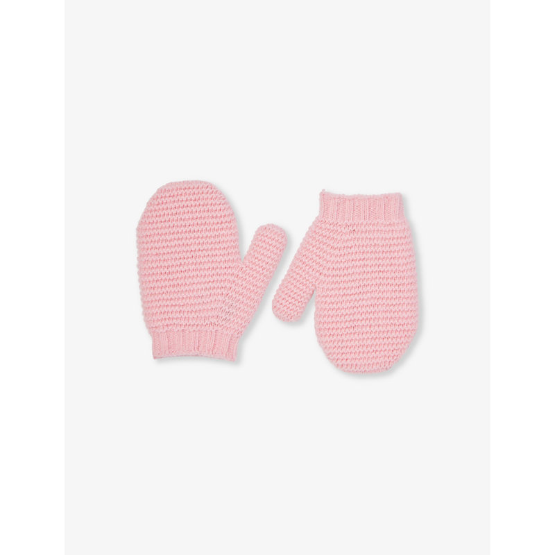 Benetton Boys Pink Kids Chunky Ribbed Wool-blend Mittens 18 Months - 5 Years