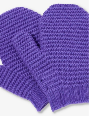 Shop Benetton Chunky Ribbed Wool-blend Mittens 18 Months - 5 Years In Purple