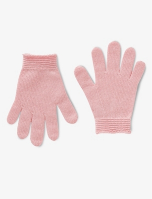 Benetton Boys Pink Kids Logo-embroidered Wool Blend Gloves 18 Months - 5 Years