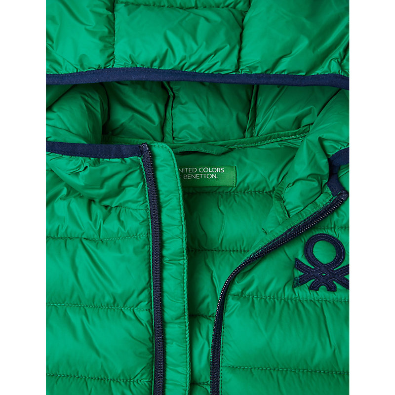 Shop Benetton Logo-embroidered Padded Shell Gilet 6-14 Years In  Green