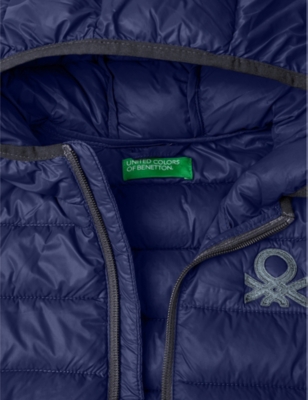 Shop Benetton Logo-embroidered Padded Shell Gilet 6-14 Years In Navy Blue