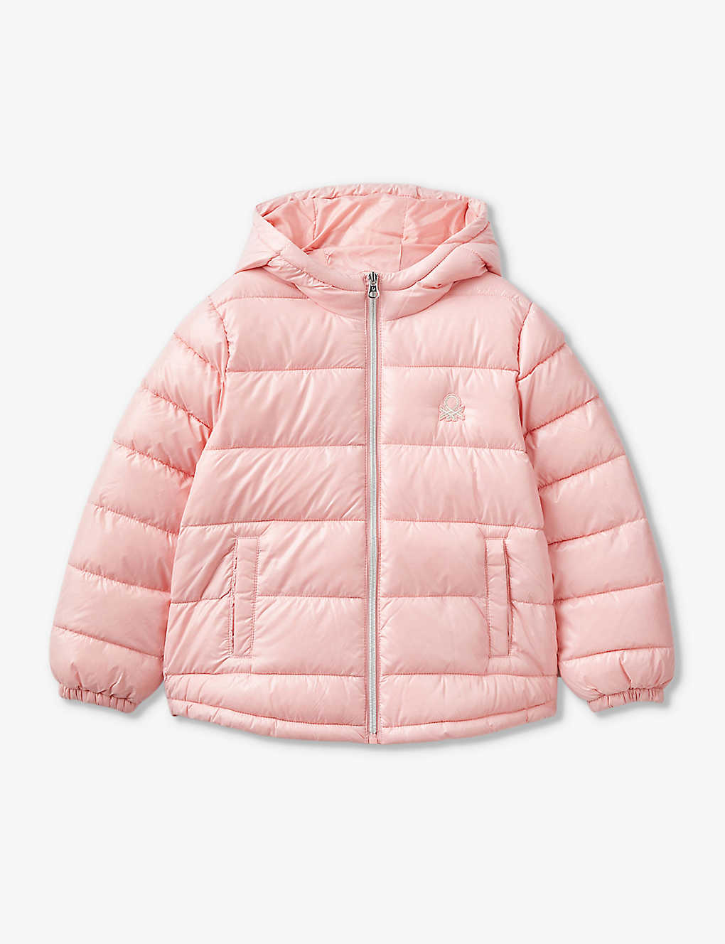 Benetton Boys Pink Kids Logo-embroidered Padded Shall Jacket 6-14 Years