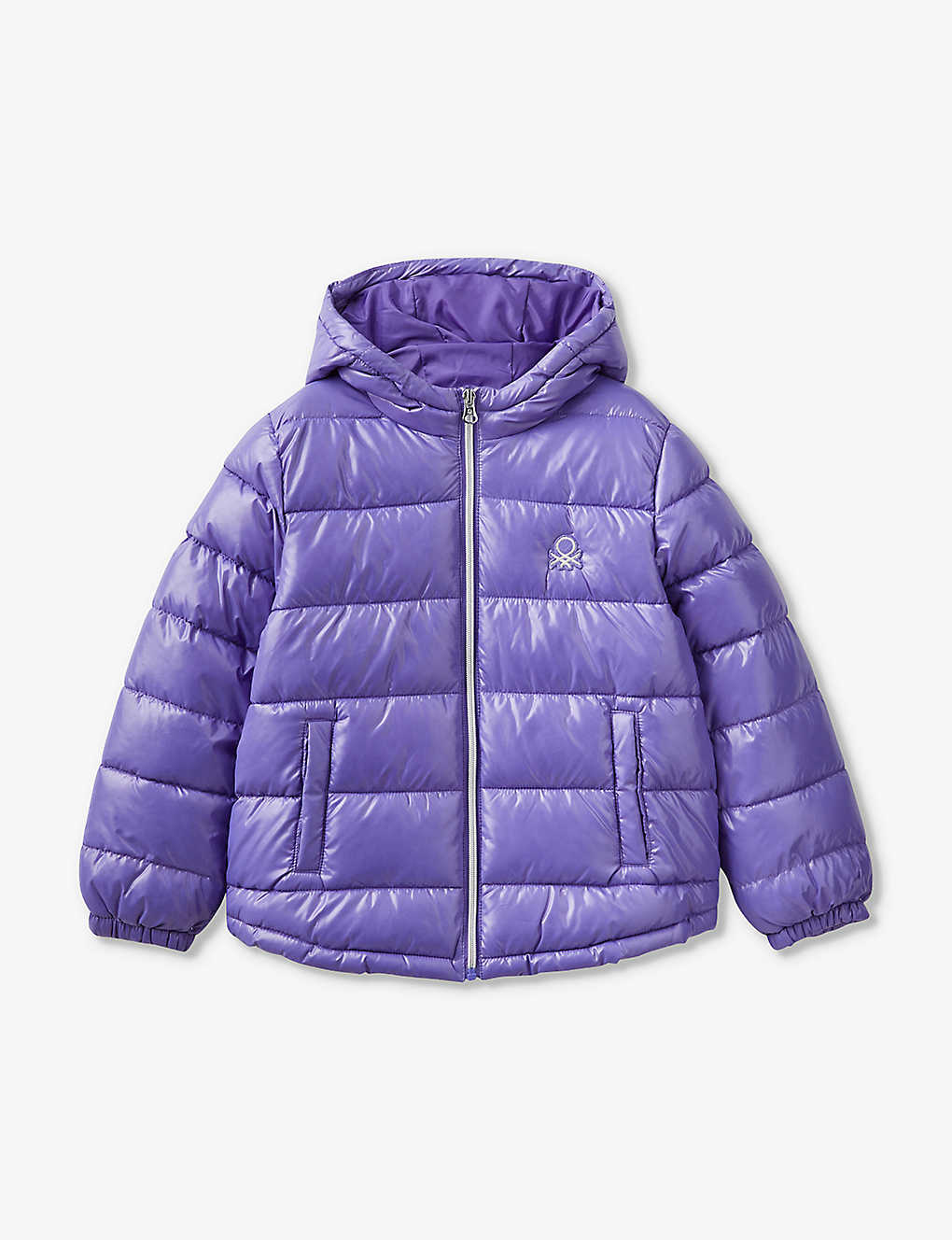 Benetton Kids' Logo-embroidered Padded Shall Jacket 6-14 Years In Purple