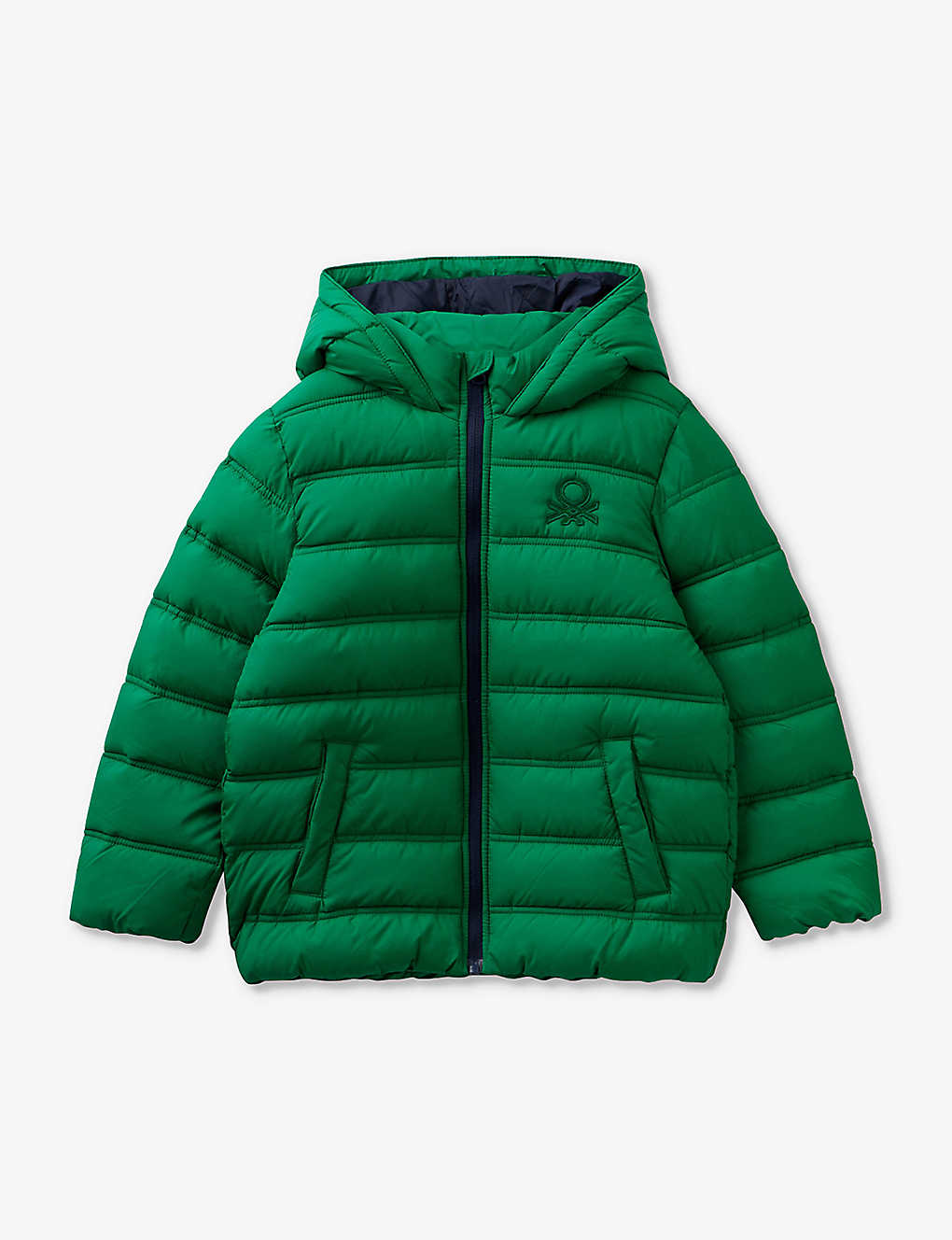 Benetton Boys Forest Green Kids Logo-embroidered Padded Shell Jacket 6-14 Years