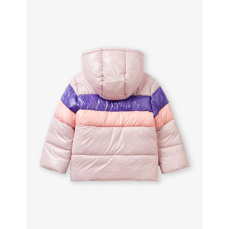 Shop Benetton Colour-block Padded Woven Jacket 18 Months - 6 Years In Pink Block Colour