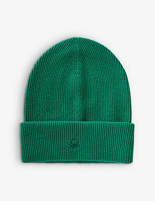 BENETTON: Logo-embroidered wool-blend beanie hat 6-14 years