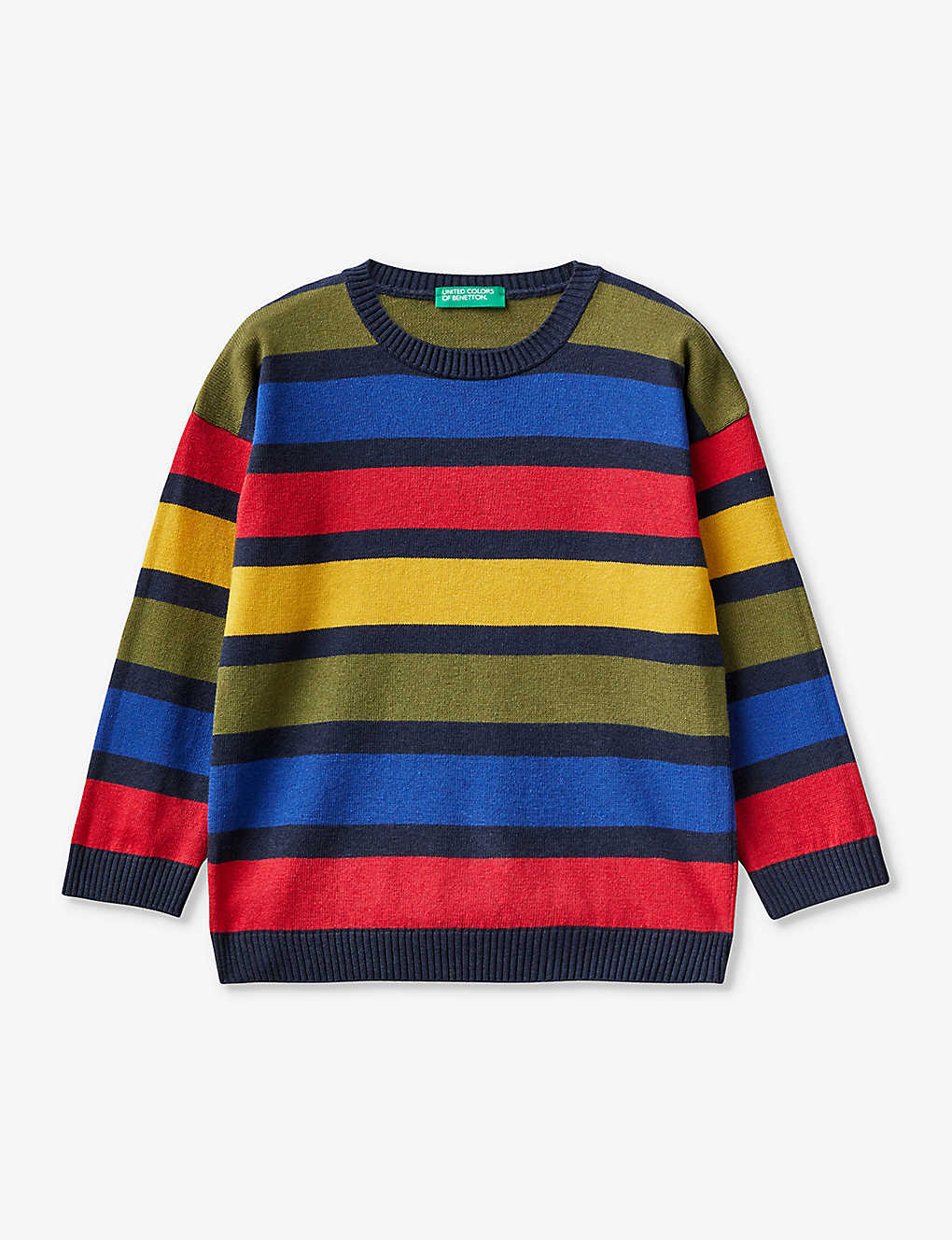 Benetton Boys Multicoloured Kids Striped Knitted Jumper 3-6 Years