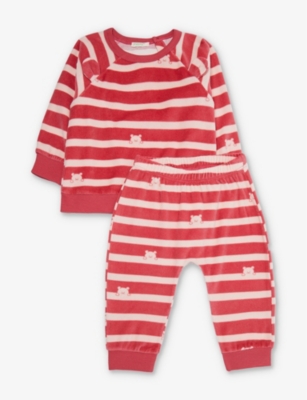 BENETTON: Striped bear-print cotton-blend two-piece set 1 - 18 months