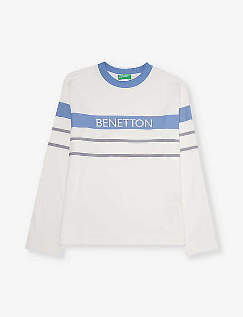 BENETTON: Stripe-print long-sleeve cotton-jersey top 6-14 years