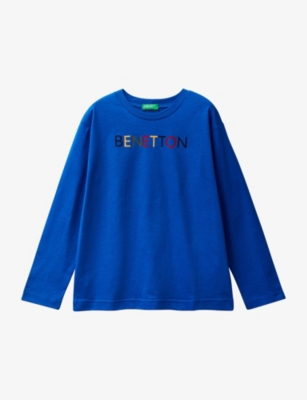BENETTON: Logo-print long-sleeved organic-cotton T-shirt 6-14 years